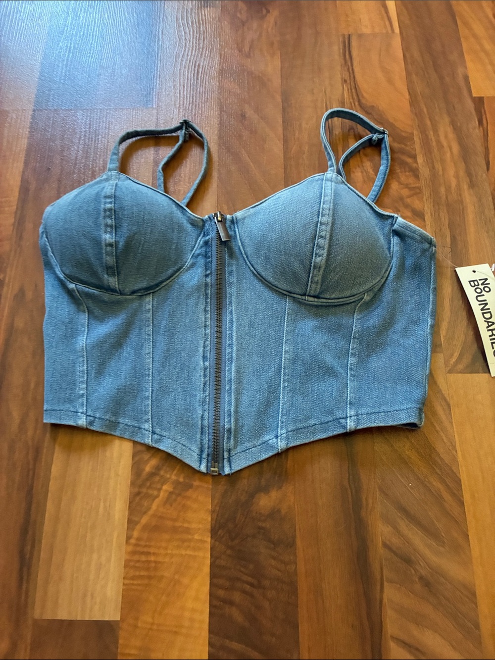 No Boundaries Light Blue Denim Bustier Crop Top